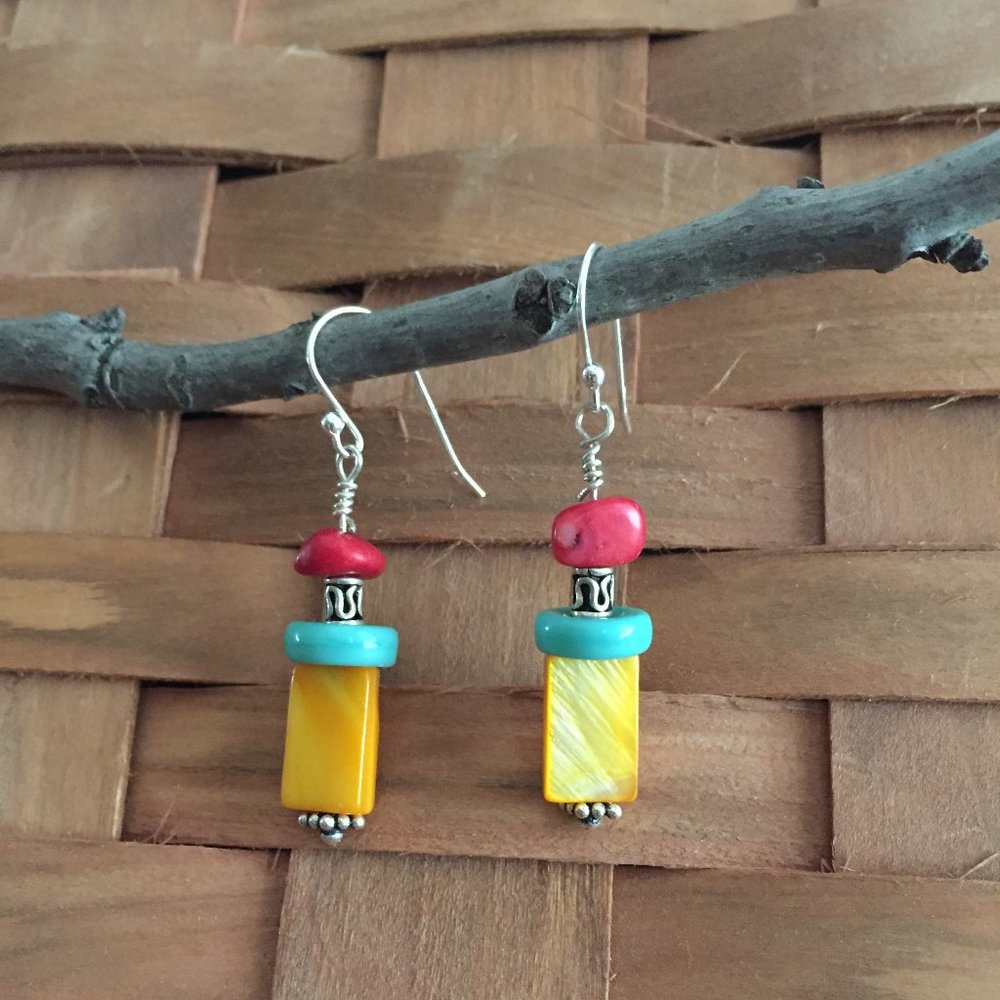 925 SS Organic Style Dangle Earrings